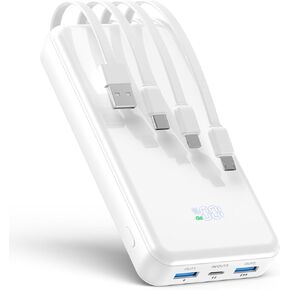 Portable Charger, 42800mAh Power Bank Built-in Cable, PD 22.5w Fast Charging Powerbank, External Battery Pack with 6 Outputs & 2 Inputs, Travel Phone Charger Compatible for iPhone,Samsung,iPad,Google