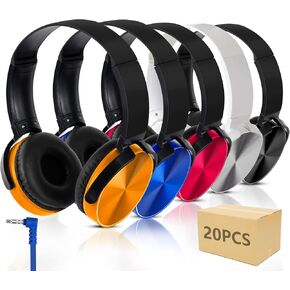 Kids Headphones Bulk for Classroom School 2 Pack Wholesale Earphones Class Set of Headphones for Students Teens Children and Adult Mixed Colors (Blue+Red)