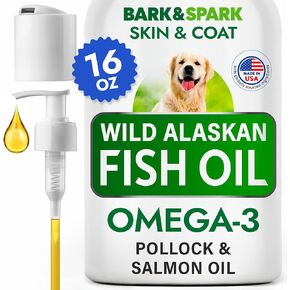BARK&SPARK Fish Oil for Dogs & Cats - Natural Omega-3 - Skin & Coat Support - Liquid Food Supplement for Pets - Natural EPA + DHA Fatty Acids for Joint Function, Immune & Heart Health 16oz - Sardines