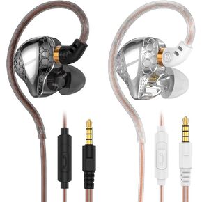 H89 2 Pack in Ear Monitor Headphones, IEM Earphones Wired Earbuds with Microphone, Corded Headphones HiFi Bass Earbuds for School, Computer, PC 3.5 Plug in Ear Headphones