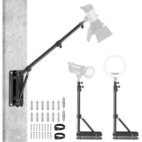 Wall Mount Triangle Boom Arm 4.3ft/133cm with 180°Flexible Rotation for Ring Light, Strobe Light, Monolight, Softbox, DSLR, Umbrella and Reflector(2 Pack)