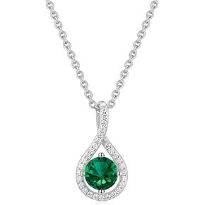EAMTI 925 قلادة من الفضة الاسترليني للنساء مكعب زركونيا قطع دائري 1.25CT قلادة قلادة هدايا مجوهرات أنيقة للنساء عيد الأم / عيد الميلاد / يوم الذكرى السنوية / عيد الحب in Kuwait
