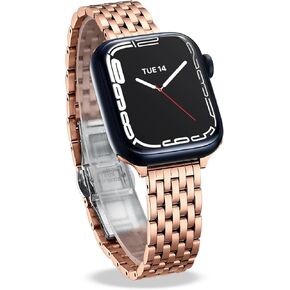 Thin & Feminine Bands for Apple Watch 10 9 8 7 6 5 4 3 2 1, Dressy Metal Watch Bands for Women for Apple Watch 45mm 44mm 42mm 41mm 40mm 38mm