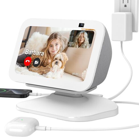حامل شحن PlusAcc للعرض 5 (الجيل الثالث) - حامل طاولة قابل للتعديل مع منفذي شحن (USB-C وUSB-A)، قاعدة قاعدة مغناطيسية قابلة للإمالة لشحن الهواتف المحمولة وسماعات الأذن، قاعدة غير قابلة للانزلاق (أسود) in Kuwait