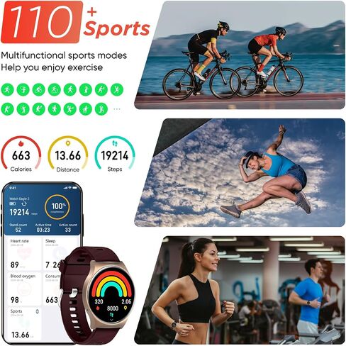 BENIO Smart Watch (Answer/Make Call), 1.43" AMOLED Display, IP68 Waterproof Fitness Trackers, 24/7 Heart Rate, Blood Oxygen Monitor, Sleep Monitor, 110+ Exercise Modes, Compatible with Android & iOS in Kuwait