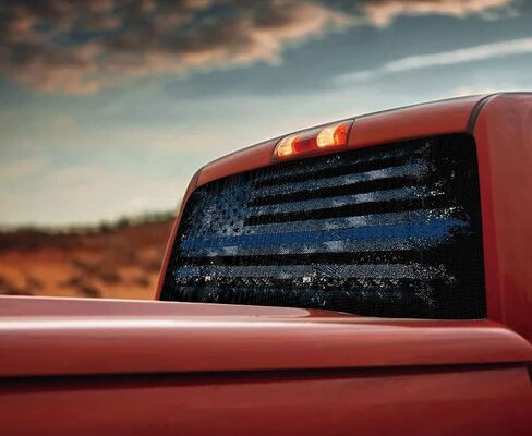 Flag Thin Blue Line Decal Sticker for Trucks, Suvs, Cars - Back The Blue Car Decal Rear Window Perforated Decal Vinyl Stickers - Back Window Truck Decals Flag Car Bumper Tape in Saudi Arabia