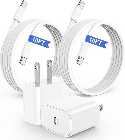 iPhone 15 16 Charger, 20W USB C Fast Charging Block and 10ft Type C to C Cable Cord Long for Apple iPhone 15 Plus/15 Pro Max/16 Pro,iPad Pro 12.9/11 inch/4/3Gen,iPad Wall Plug Power Adapter Cube Brick in Kuwait