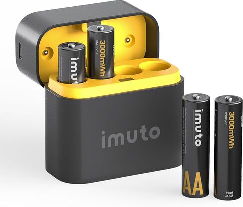 imuto Rechargeable Lithium AA Batteries with Fast Charger, 8 Pack 3000mWh High Capacity Double A Batteries, 1.5V Constant Output AA Li-ion Batteries, Recharge up to 1200x Times in Kuwait