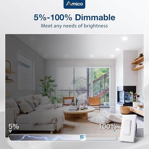 إضاءة Amico راحة 5/6 بوصة، 12 حزمة 5CCT مصابيح LED مسطحة، 2700K/3000K/4000K/5000K/6000K قابلة للتحديد، 12W Eqv 110W، سطوع 1050LM، تركيب التحديثية - ETL وFCC in Kuwait