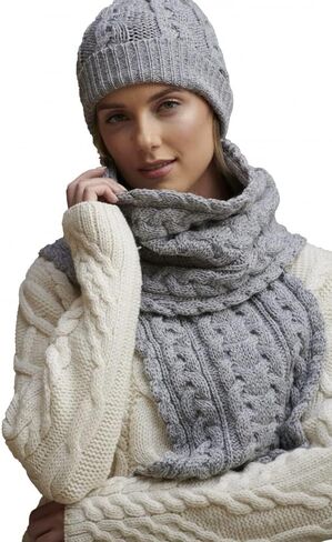 وشاح Aran Crafts الأيرلندي محبوك ثقيل الوزن للطقس البارد 25.4 سم × 152.4 سم (100% صوف ميرينو) in Saudi Arabia