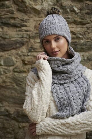 وشاح Aran Crafts الأيرلندي محبوك ثقيل الوزن للطقس البارد 25.4 سم × 152.4 سم (100% صوف ميرينو) in Saudi Arabia