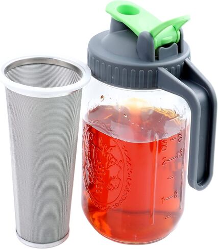 Cold Brew Coffee Maker 64 Oz Mason Jar Iced Tea Pitcher With Strainer 2 Set Half Gallon Glass Pitcher With Spout Lid 2 Quar Water Jug For Fridge Beverage, Sun Tea, Hot Cold Brew, Lemonade, Juice in Kuwait