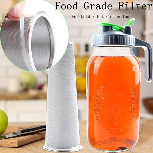 Cold Brew Coffee Maker 64 Oz Mason Jar Iced Tea Pitcher With Strainer 2 Set Half Gallon Glass Pitcher With Spout Lid 2 Quar Water Jug For Fridge Beverage, Sun Tea, Hot Cold Brew, Lemonade, Juice in Kuwait