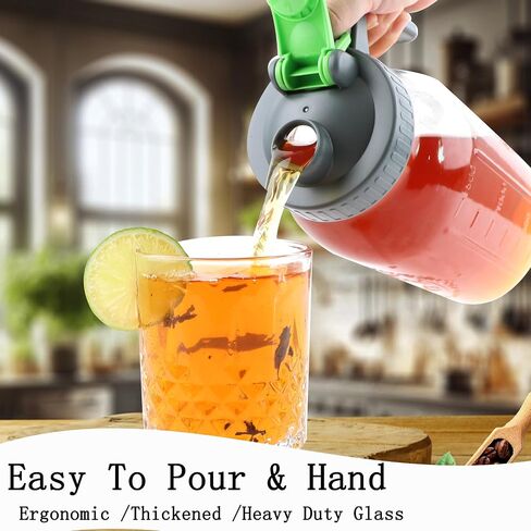 Cold Brew Coffee Maker 64 Oz Mason Jar Iced Tea Pitcher With Strainer 2 Set Half Gallon Glass Pitcher With Spout Lid 2 Quar Water Jug For Fridge Beverage, Sun Tea, Hot Cold Brew, Lemonade, Juice in Kuwait