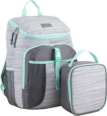 FUEL Top Loader Lunch Backpack Set Water Resistant Backpack Set Lunch Bookbag Bag Soft Reusable Insulated Cooler Lunch Box Thermal Travel Office Lunch Bag, Blue Camo in Kuwait