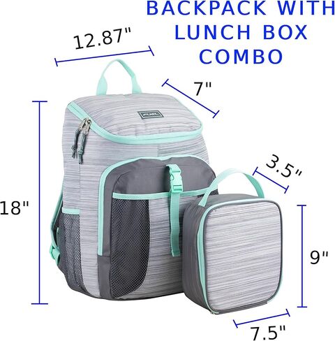 FUEL Top Loader Lunch Backpack Set Water Resistant Backpack Set Lunch Bookbag Bag Soft Reusable Insulated Cooler Lunch Box Thermal Travel Office Lunch Bag, Blue Camo in Kuwait