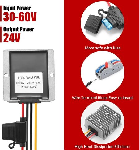 Waterproof Buck Power Converter DC to DC 20V-90V to 12V 20A Step Down Transformer Power Supply for Golf Cart Club Car LED Light CNC Equipment Switches etc in Kuwait