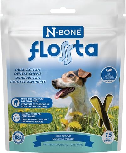 N-Bone FLOSSta Dual Action Dental Chews Chicken Flavor, 12-oz Bag in Kuwait