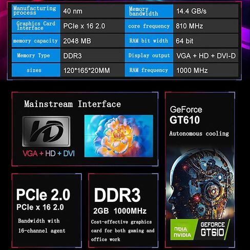 GeForce GT730 4G Computer Graphics Card, 4GB DDR3 64bit PCI Express X16 Gaming Graphics Card with DVI, VGA, HDMI Interface for Computer Desktop (GT730 4G) in Kuwait