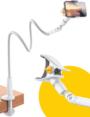 JOYROOM Gooseneck Phone Holder for Bed - [Safety Lock] & [Nylon Braid] 39.37" Flexible Long Arm Phone Stand for Desk, 720° Adjustable Overhead Phone Mount for iPhone 16, All 4-7" Devices in Saudi Arabia