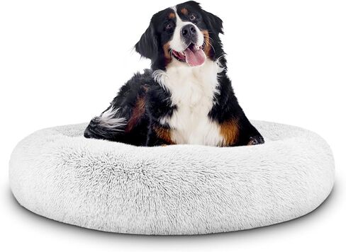 The Dog’s Bed Sound Sleep Donut Dog Bed, Small Silver Grey Fur Calming Nest Bed in Saudi Arabia