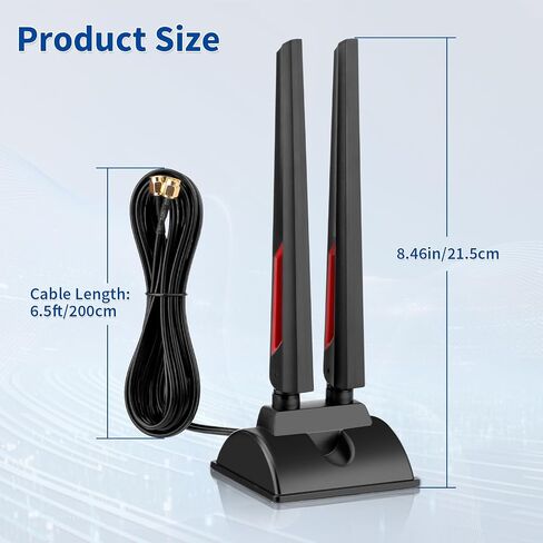 Superbat WiFi 6 6E Antenna Tri Band 2.4GHz 5GHz 6GHz RP-SMA Male Omni Directional Antenna for WiFi Router PC Desktop PCIe WiFi Card WiFi IP Security Cameras USB Adapter Motherboard Antenna 2-Pack in Kuwait