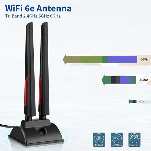 Superbat WiFi 6 6E Antenna Tri Band 2.4GHz 5GHz 6GHz RP-SMA Male Omni Directional Antenna for WiFi Router PC Desktop PCIe WiFi Card WiFi IP Security Cameras USB Adapter Motherboard Antenna 2-Pack in Kuwait
