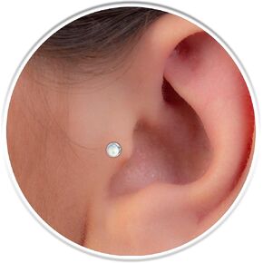 Tiny L Shape Tragus Stud White Opal - 22 Gauge Tragus Pin Stud 14k Gold Filled - Cartilage Studs For Women Men Ear Jewelry in Kuwait