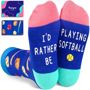 HAPPYPOP Boys Socks Girls Socks Kids Socks Girls Boys Kids Softball Socks, Gifts for Boys Girls Kids Softball Gifts for Girls/Boys 10-12 in Dark Blue