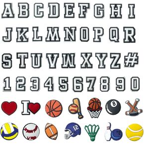Qqtozsy 50Pcs Basketball Sports Shoe Charms for Boys, Sports Shoe Charms for Boys Gift Decor PVC Shoe Charms for Teens Man Party Favors