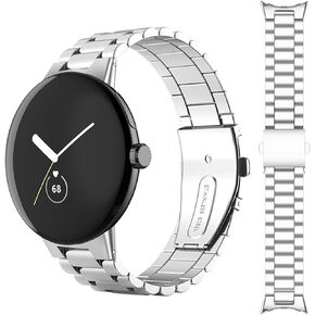 Stainless Steel Band Compatible for Google Pixel Watch 3 45mm (2024), Metal Strap Adjustable Replacement, Men Women Business Wristband for Google Pixel Watch 3