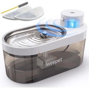 Upgraded Ultra-Quiet & Wireless Cat Water Fountain, Battery Operated Pet Fountain with 5000Amh, 4L/135oz Large Capacity Water Fountain with Stainless Steel Tray,2 Filter for Cats Indoor