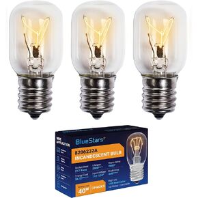 BlueStars 3W E17 Base Microwave Bulb 8206232A Dimmable LED Light Bulb, 3000K Warm White, Equal to 40W Incandescent, 75V-130V, 240 lumens for Refrigerator Microwave and Range Hood - Pack of 3