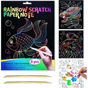 JUNQIU US Scratch Paper Art for Kids, 2 Pack Bulk Rainbow Scratch Paper Crafts Toys for 3 4 5 6 7 8 9 10 Years Old Girls Kids Birthday Gifts