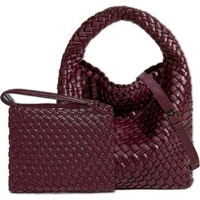 Handmade Woven Shoulder Bags for Women Cute Hobo Tote Handbag Mini Clutch Purse with Magnetic Buckle Crossbody Phone Bag