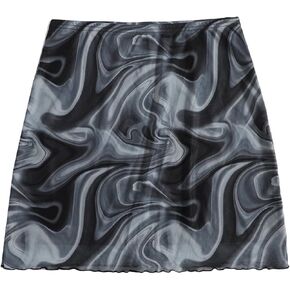 Verdusa Women's Floral Mesh Overlay Elastic Waist Bodycon Mini Skirt