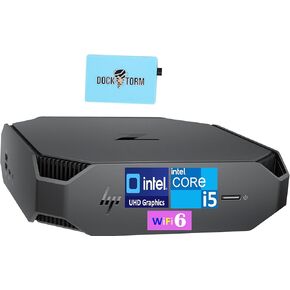 HP Z2 G5 Mini Workstation Desktop (Intel i5-10500 6-Core, 24GB RAM, 4TB PCIe SSD, Intel UHD 630, WiFi 6, Bluetooth 5.2, USB 3.2, Thunderbolt 3, Display Port, Black, Win11P) with Dockztorm Hub