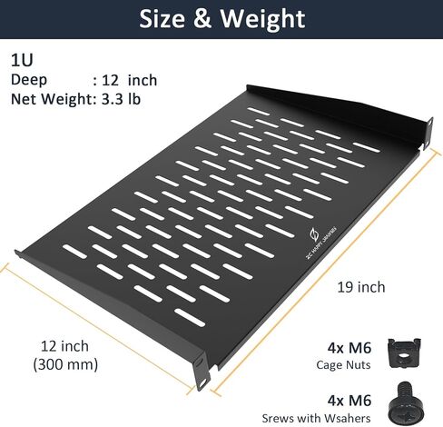 2U Server Rack Shelf 19-Inch Universal Vented Rack Mount Cantilever Server Cabinet Shelf Duty Steel - Weight Capacity 50lb/23kg 14" Deep，Black in Saudi Arabia