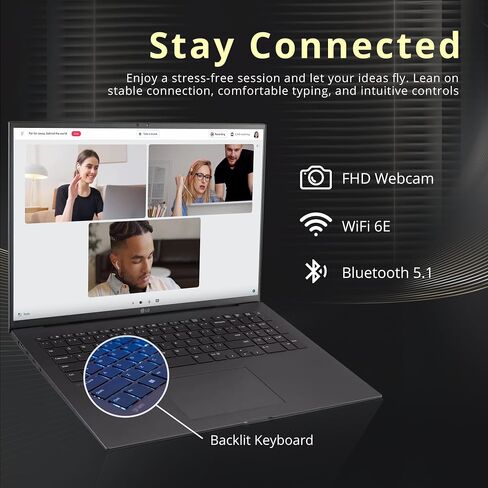 LG Gram 17Z95P-K كمبيوتر محمول 17 بوصة IPS WQXGA منصة Intel Evo Core i7-1195G7، ذاكرة 16 جيجابايت، 512 جيجابايت M.2 NVMe SSD، Intel Iris Xe Graphics، Wi-Fi 6، Windows 11 Home، لوحة مفاتيح بإضاءة خلفية، معرف بصمة الإصبع، أسود in Saudi Arabia