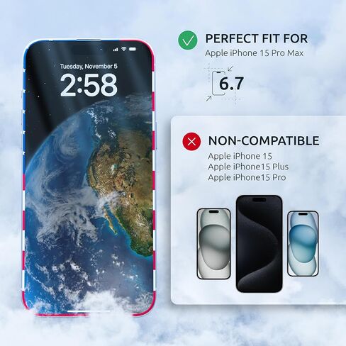 Screen Protector for 14Plus/13 Pro Max - Full Coverage Tempered Glass Screen Protector for 13 Pro Max and 14 Plus - 2 Pack (USA Flag and Classic Black) 9H Hardness, Oleophobic, Easy Install in Saudi Arabia
