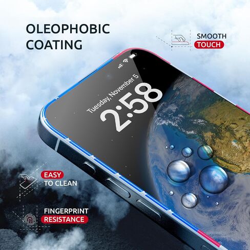 Screen Protector for 14Plus/13 Pro Max - Full Coverage Tempered Glass Screen Protector for 13 Pro Max and 14 Plus - 2 Pack (USA Flag and Classic Black) 9H Hardness, Oleophobic, Easy Install in Saudi Arabia