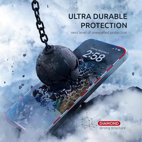 Screen Protector for 14Plus/13 Pro Max - Full Coverage Tempered Glass Screen Protector for 13 Pro Max and 14 Plus - 2 Pack (USA Flag and Classic Black) 9H Hardness, Oleophobic, Easy Install in Saudi Arabia