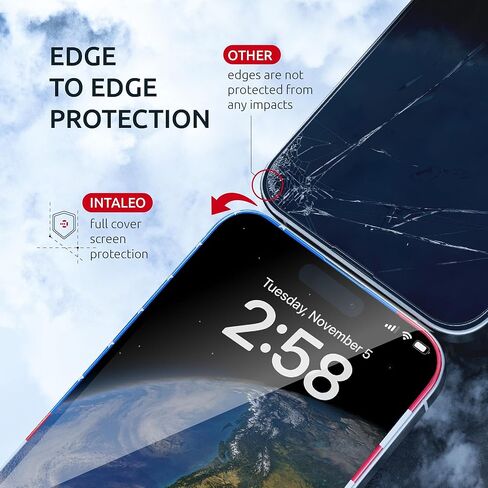 Screen Protector for 14Plus/13 Pro Max - Full Coverage Tempered Glass Screen Protector for 13 Pro Max and 14 Plus - 2 Pack (USA Flag and Classic Black) 9H Hardness, Oleophobic, Easy Install in Saudi Arabia