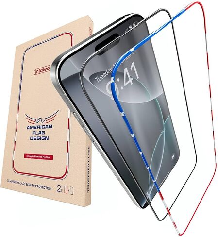 Screen Protector for 14Plus/13 Pro Max - Full Coverage Tempered Glass Screen Protector for 13 Pro Max and 14 Plus - 2 Pack (USA Flag and Classic Black) 9H Hardness, Oleophobic, Easy Install in Saudi Arabia