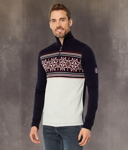 سترة Dale of النرويج Tindefjell للرجال - سترة من صوف ميرينو للرجال - سترة بقصة ضيقة للرجال بسحاب ربع - سترات للتزلج in Kuwait