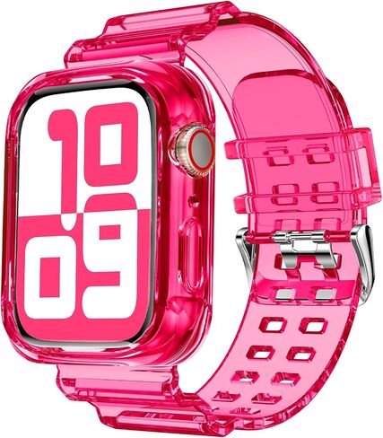 DABAOZA Compatible for Clear Apple Watch Band 41mm 40mm 38mm GlitterPink | Women Men,Glitter Bling TPU Sport Jelly with Bumper Case Strap,for iWatch SE Series 9 8 7 6 5 4 3 2 1,41/40/38mm GlitterPink in Kuwait
