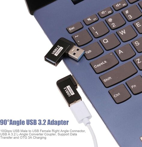 [90° Angle / 10Gbps] USB 3.2 to USB C OTG Adapter, USB C Male to USB Femal Converter for MacBook Pro 2020, iPad Pro 2020, Samsung Notebook 9, Dell XPS and More Type C Devices in Kuwait