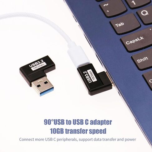 [90° Angle / 10Gbps] USB 3.2 to USB C OTG Adapter, USB C Male to USB Femal Converter for MacBook Pro 2020, iPad Pro 2020, Samsung Notebook 9, Dell XPS and More Type C Devices in Kuwait