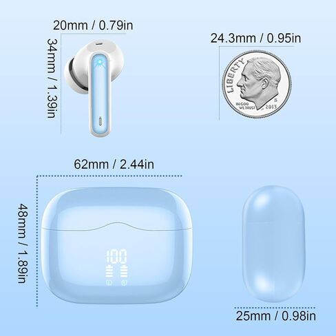 Wireless Earbuds, Bluetooth 5.3 Headphones in Ear with 4 ENC Noise Cancelling Mic, HiFi Stereo Deep Bass Wireless Earphones 40H Playtime, in-Ear Earbud Bluetooth Dual LED Display IP7 Waterproof, USB-C in Saudi Arabia