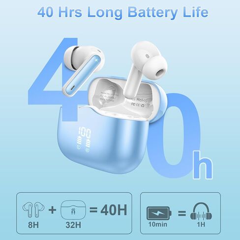 Wireless Earbuds, Bluetooth 5.3 Headphones in Ear with 4 ENC Noise Cancelling Mic, HiFi Stereo Deep Bass Wireless Earphones 40H Playtime, in-Ear Earbud Bluetooth Dual LED Display IP7 Waterproof, USB-C in Saudi Arabia